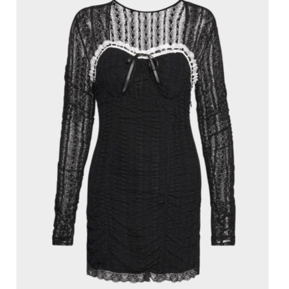 NWT Love Shack Fancy Evangelina Black Lace Mini Dress Size X Small - Picture 4 of 10